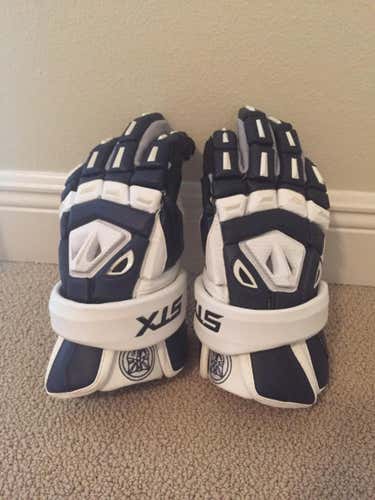 Brand new custom STX XL Assult gloves. Navy and White. MKA NJ custom cuff.
