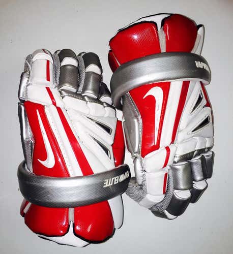 Nike Vapor Elite Lacrosse Gloves Red Silver