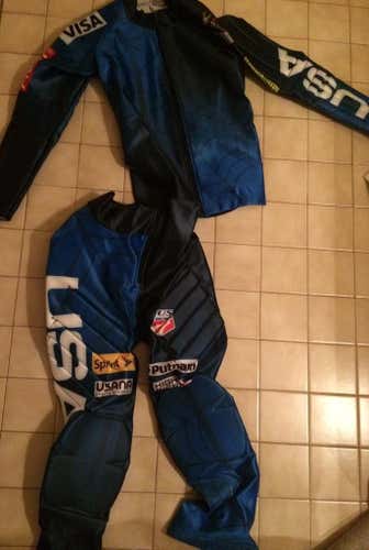 New Mens US Ski Team 2 piece padded SL Suit: Large