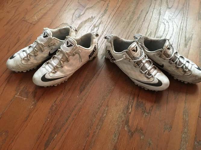 2 OG pairs- Nike Vapor Carbon Cleats (WHITE Size 10's) RARE