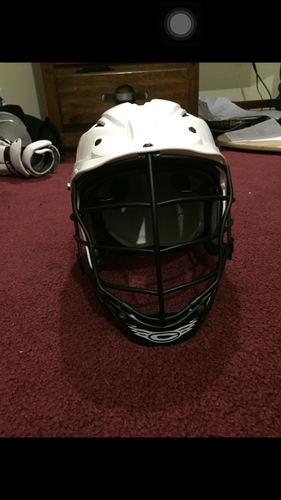 White cpvr lacrosse helmet