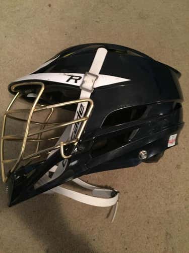 Navy blue with gold facemask Cascade R helmet