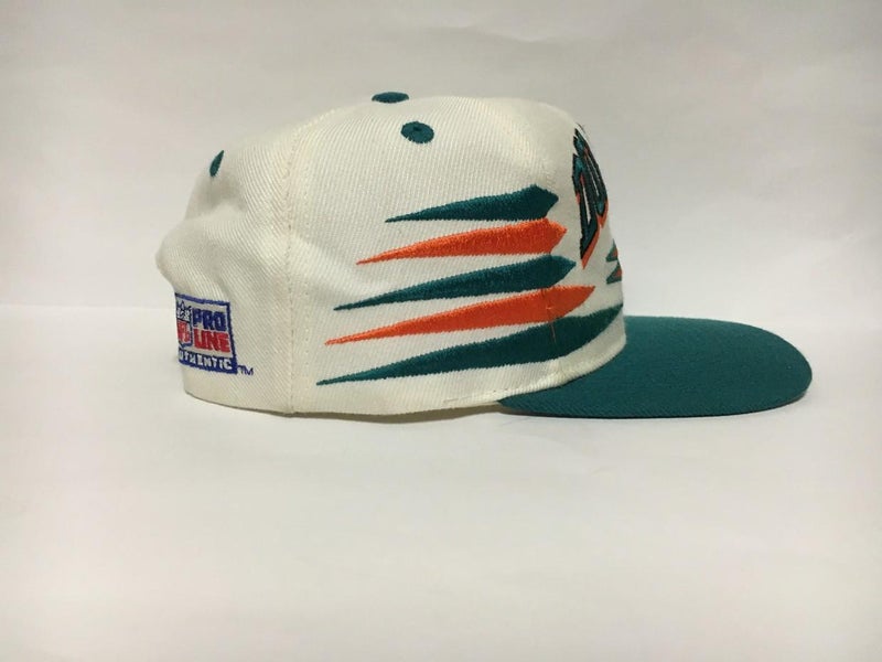 VTG 90s Miami Dolphins Hat Logo Athletic Pro Line Orange Green Diamond  Snapback