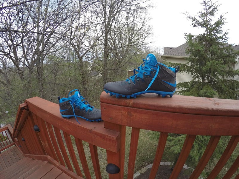 Grey and Blue Nike Huarache Lacrosse Cleats Size 11