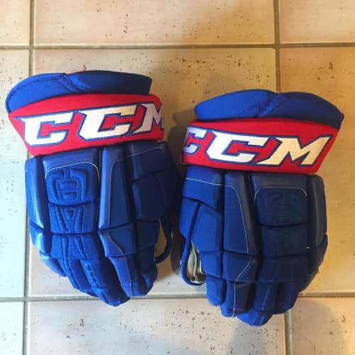 Pro Stock NCAA UMASS Lowell Riverhawks CCM CL 14" Hockey Gloves Blue Red Pro Return