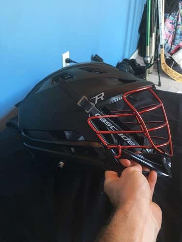 Matte Black R with Red Chrome Facemask