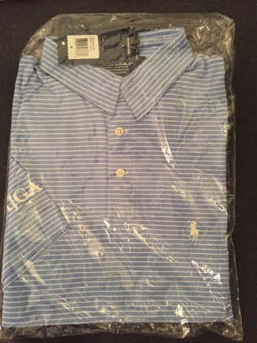 Blue Polo golf shirt with AJGA logo (medium)