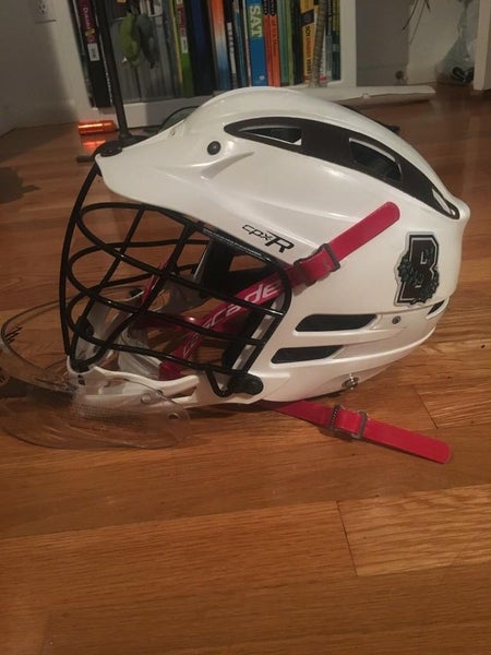 Brown University Cascade cpxR helmet with goalie throat guard