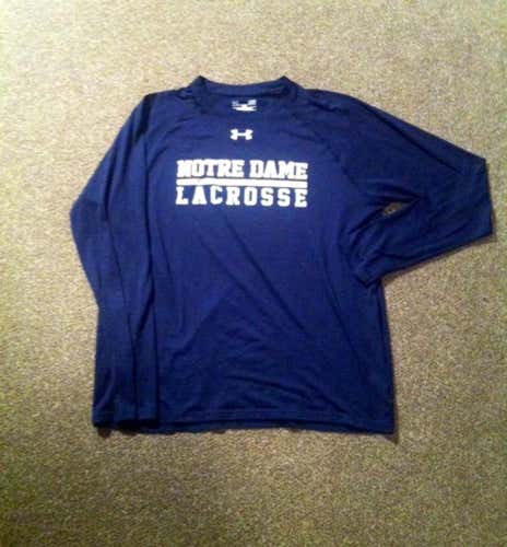 Notre Dame team issue long sleeve shirt, Under Armour heat gear, men's large