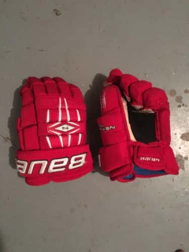 Red Bauer Hockey Gloves