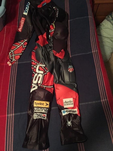 Red US Ski Team padded GS suit size XL Very Good Condition