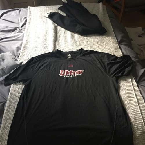 UMASS Soccer training shirt.