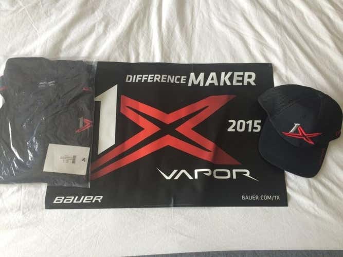 Bauer Vapor 1X Polo Shirt, Hat, and Poster
