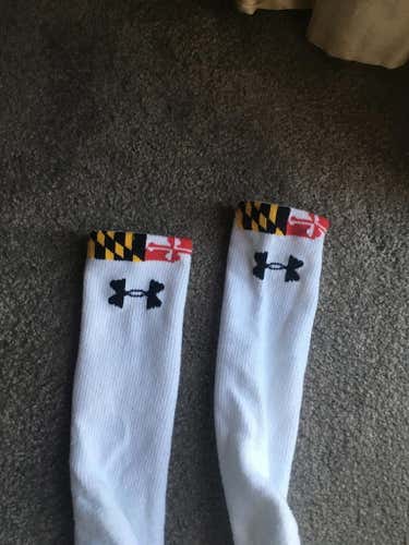 BN Under Armour Maryland Lacrosse Socks (Lg./White)