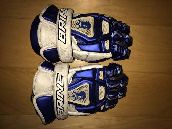Used Brine King III (3) Lacrosse Gloves Royal Blue