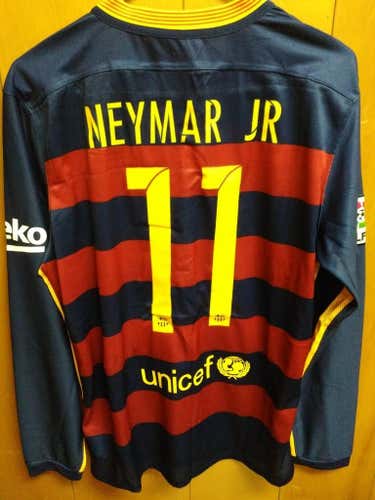Nike barcelona neymar jr long sleeve soccer jersey 2014/2015