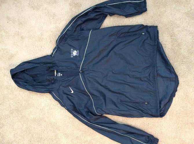 Blue Nike 1/4 zip hooded rain jacket