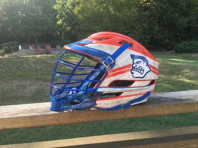 Cascade r orange with crome blue face mask with mad lax decals