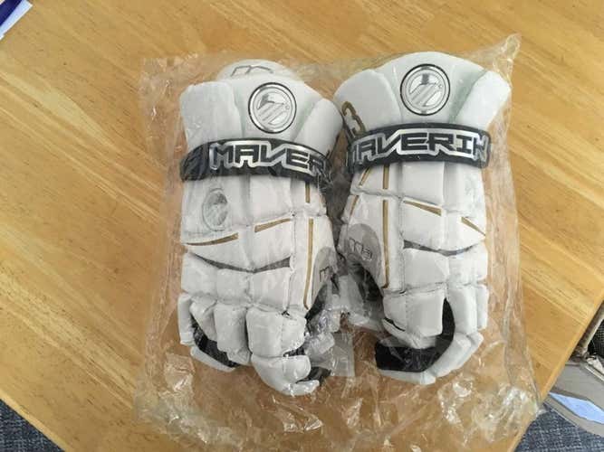 Custom White Maverick M3 lacrosse gloves