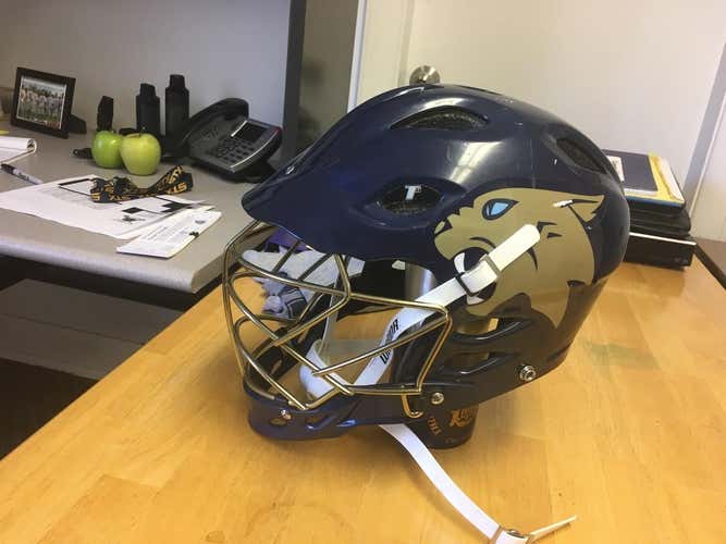 Navy Warrior T2 helmet with gold face mask
