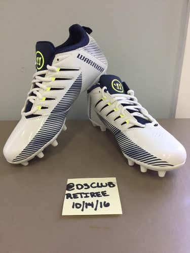 Navy, White and Volt 9.5 Warrior low cleats
