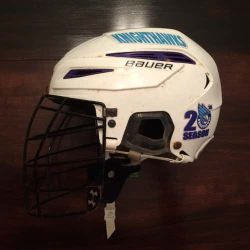 White Bauer Lacrosse Helmet With UA Lacrosse Mask