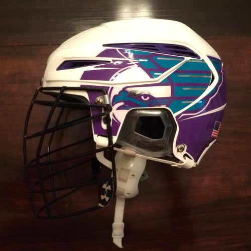 White Bauer Lacrosse Helmet With UA Lacrosse Mask