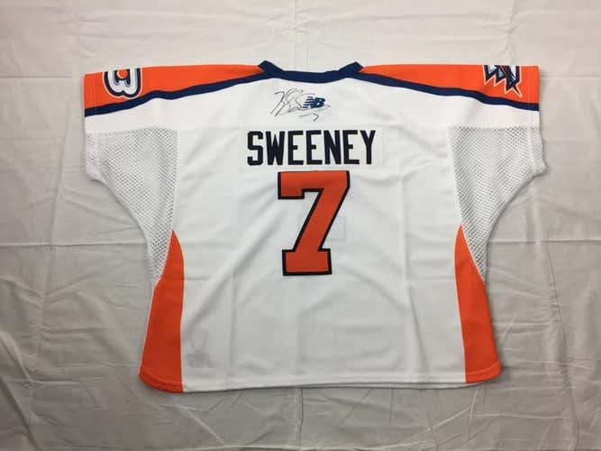 2 Kyle Sweeney Philadelphia Barrage Jerseys (signed) white and orange... SOLD