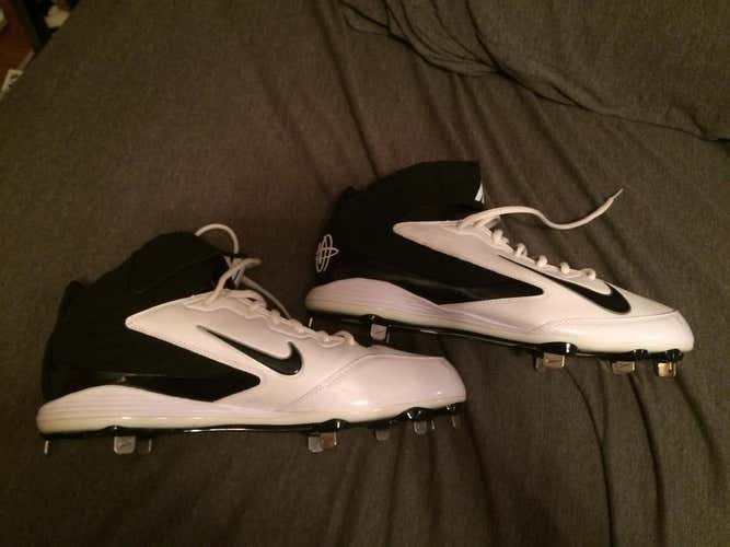 White and black nike hitachi cleats