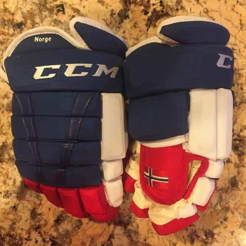 Brand New CCM 4-Roll Team Norway Pro Stock Hockey Gloves IIHF Olympics 14"