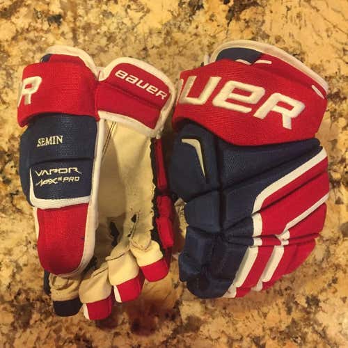 Alexander Semin Montreal Canadiens Bauer APX2 Pro Stock Hockey Gloves 14"