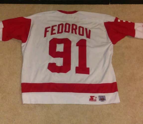 Retro Detroit Red Wings Jersey Sergei Fedorov #91 Starter