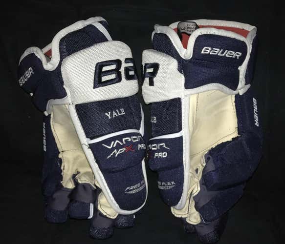 PRO STOCK BAUER APX PRO GLOVES 15" LIKE NEW YALE BLUE AMZAZING MITTS