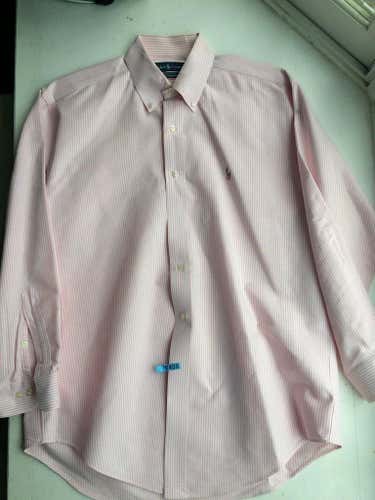 Ralph Lauren Polo Pink Striped Oxford Button Down  Men's Shirt