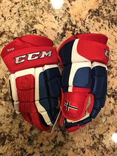 Brand New Pro Stock IIHF Team Norway Norge Pro Stock CCM CL Pro Stock Hockey Gloves
