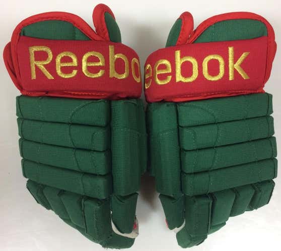 Reebok 852T 4 Roll 14" Pro Stock Hockey Gloves Minnesota Wild 2864