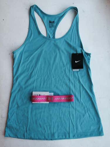 New Nike  Women's Dri-Fit Lightweight Tank Plus Free Under Armour Pink Headband