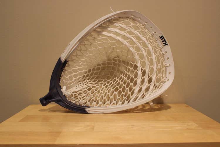 STX Shield Goalie head with a Navy to White fade