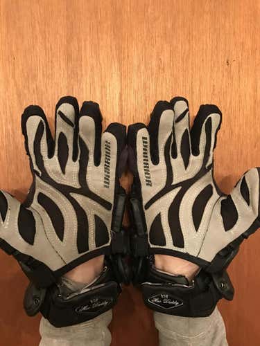 Warrior Mac Daddy Black and Chrome Lacrosse Gloves