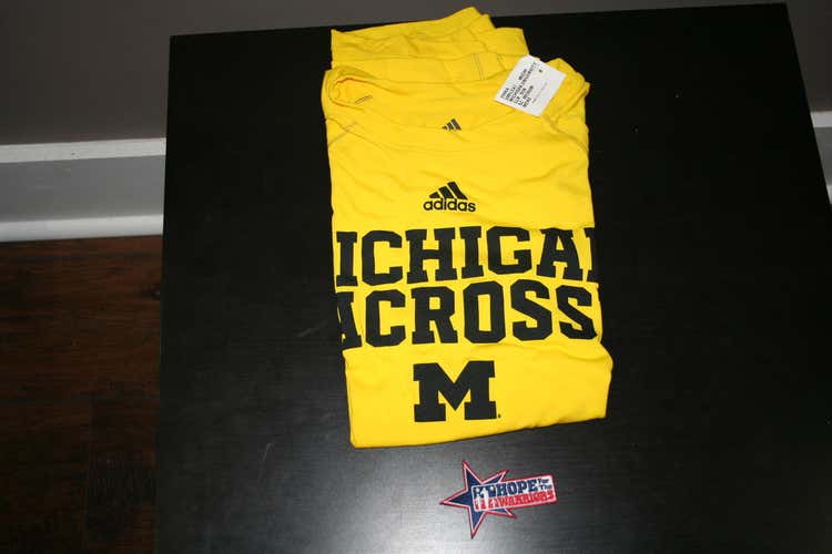 Brand New Michigan Lacrosse Short Sleeve Clima Lite Tees - Maize (Medium)