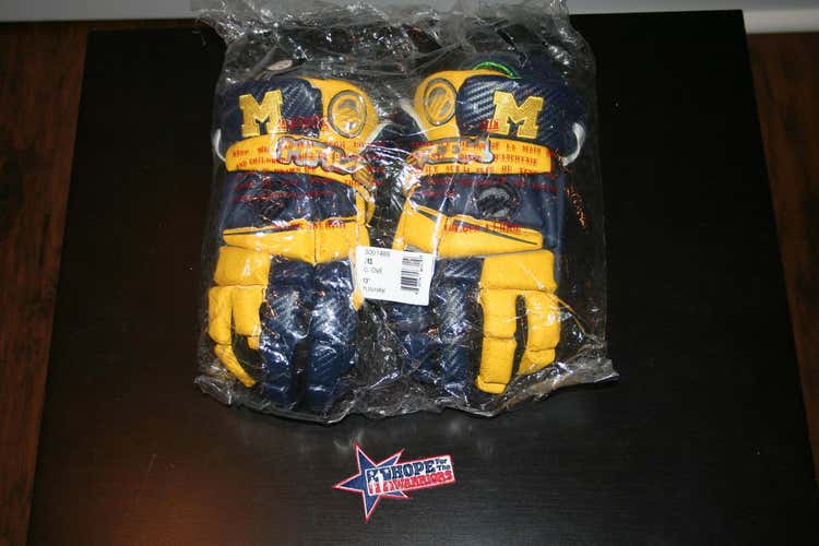 Brand New University of Michigan Maverik M3 Gloves 13" - Maize and Blue
