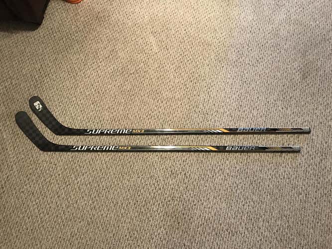 Two Bauer Supreme MX3 sticks, right handed, 87 flex, PM9