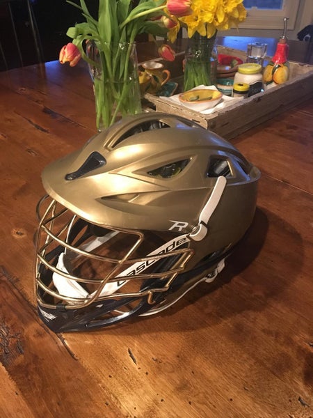 Custom Cascade R- Gold Chrome Face Mask. Gold and Navy