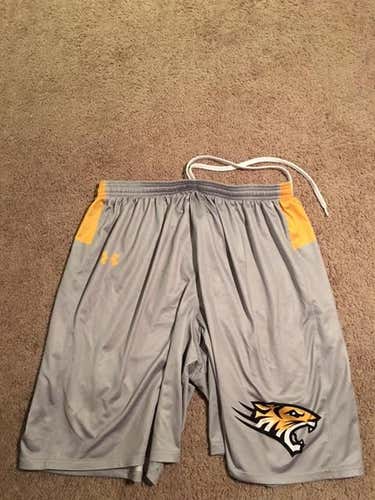 Silver and Gold Under Armour Towson Lacrosse Practice Shorts