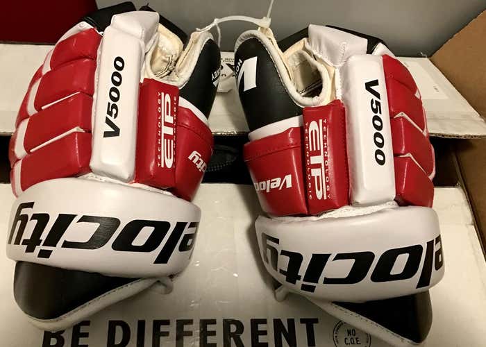 Velocity Sr. Hockey Gloves - 14" Black/Red/White