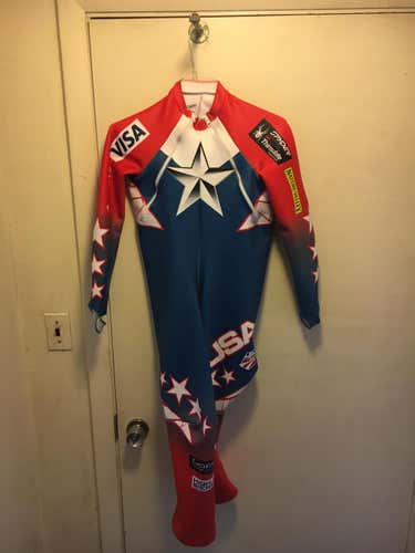 Like new L/XL US Ski Team DH suit front zip