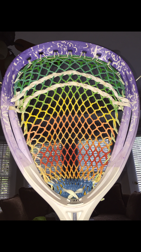 Custom dyed and strung goalie head