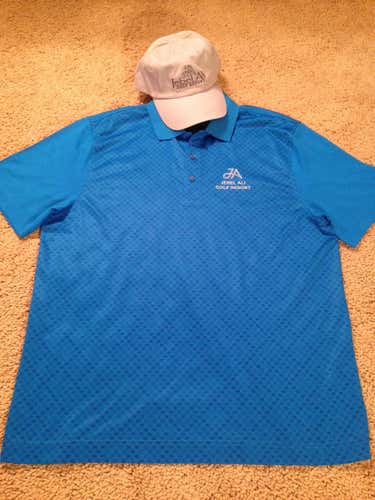 SET:  JEBEL ALI GOLF RESORT ‘AHEAD Headgear’ Hat (OSFA) and CUTTER & BUCK Honeycomb Pattern Golf ...