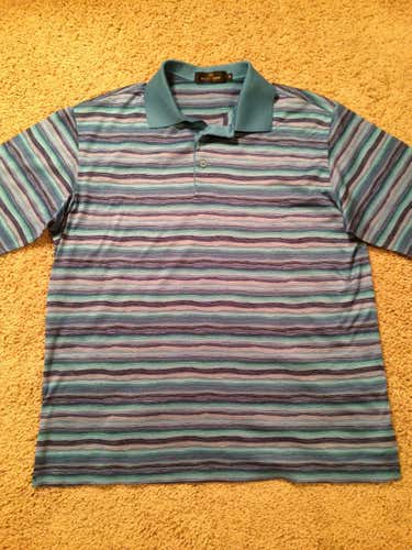 BUGATCHI UOMO Stripe Jersey Golf Polo, Size: Medium ++ EXCELLENT USED CONDITION ++