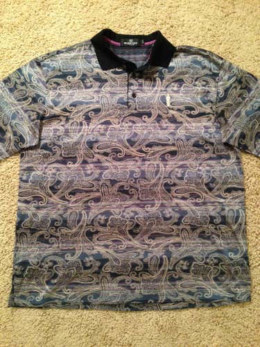 BUGATCHI UOMO Paisley Jacquard Golf Polo, Size: Medium  ++ EXCELLENT USED CONDITION ++